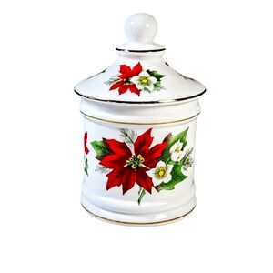 Vintage Newhall Staffordshire England Christmas Floral Candy Trinket Dish RARE